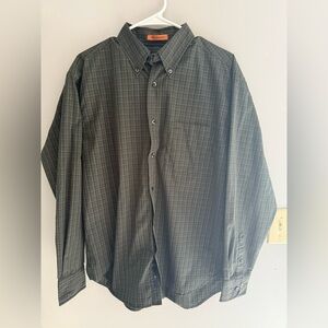 Dockers Wrinkle Resistant Stain Defender Plaid Button Up Shirt Men’s SZ M Brown